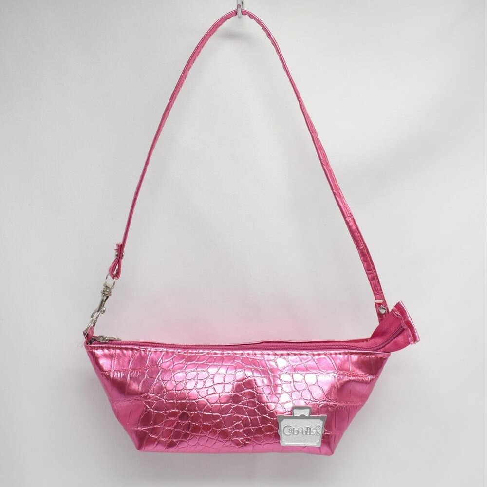Y2K Caboodles Pink Metallic Alligator Embossed Mini Make Up Bag Barbie Coquette
